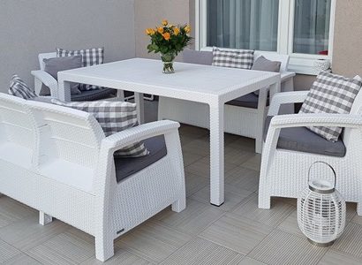Białe meble ogrodowe Corfu Fiesta