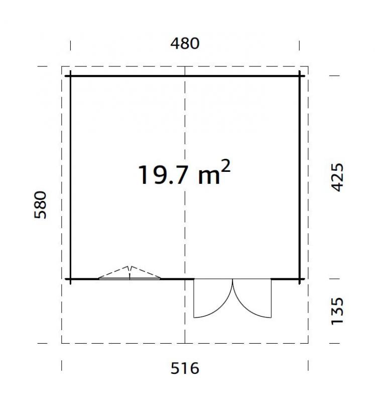 Domek z drewna na działkę MARCIN C 5x4,5 (19,7 m2)