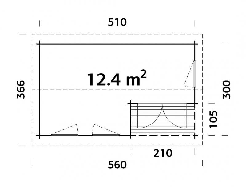 Domek drewniany na działkę ogrodniczą RAFAŁ A 5x3 (12,4 m2)