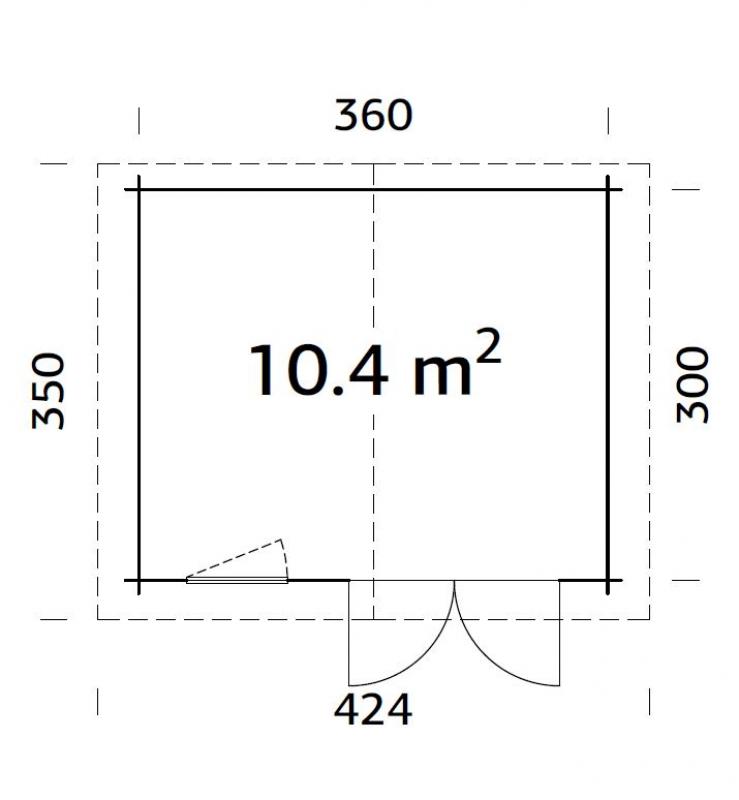 Drewniany domek na małą działkę TOMASZ B 4x3 (10,4 m2)