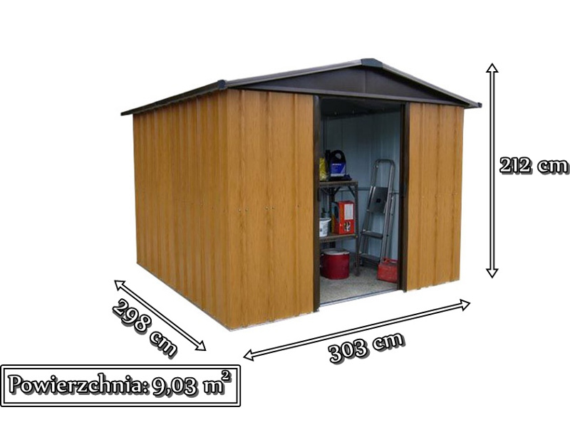 Domek metalowy narzędziowy Yardmaster 1010WGY wymiary