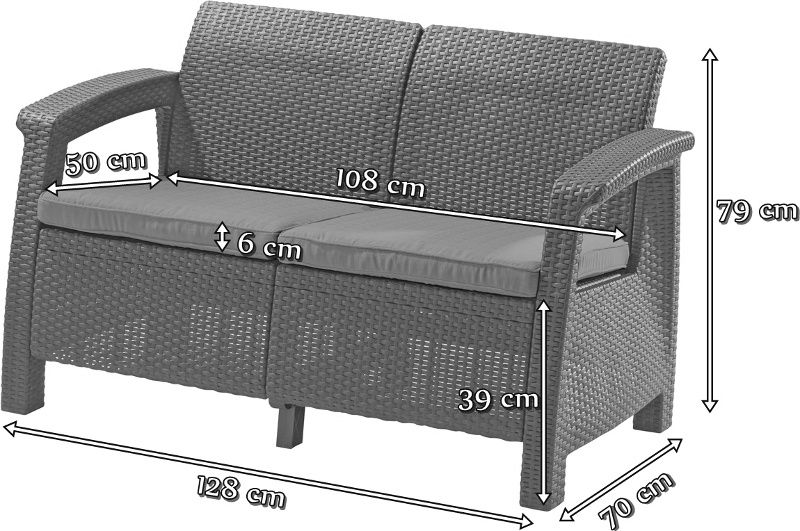 Corfu Curver Love Seat wymiary sofy
