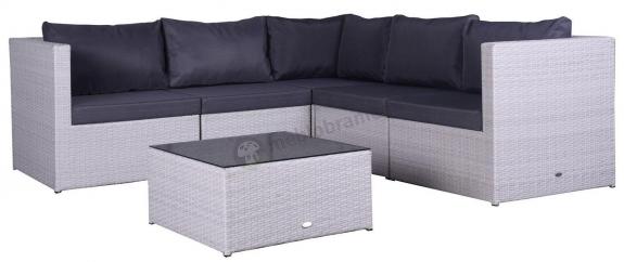 Komplet ogrodowy z technorattanu FARLITO IX CORNER Ashen & Ice Grey
