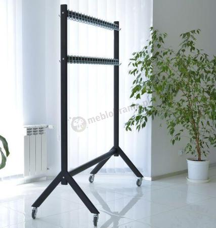 Wieszak do szatni metalowy na kółkach na 80 haczyków Czarny 150cm