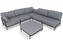 Modułowa sofa narożna ogrodowa, grafit – stal nierdzewna, poduszki olefin wodoodporne, luksusowe - Salve 5 Midi
