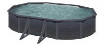 Grafitowy basen ogrodowy stalowy GRE KEA 610x375x120cm KIT610GF