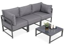 Modułowa sofa ogrodowa 200cm ze stolikiem Trapeno grafit