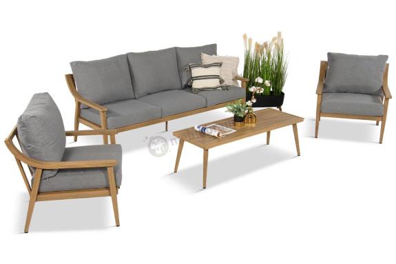 OUTLET - Szary zestaw mebli ogrodowych dla 5 osób z sofą 200cm - Else Set - Grey