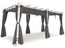 Duża pergola tarasowa wolnostojąca Kirn 3x5,5 One - Biała z szarym dachem i zasłonami