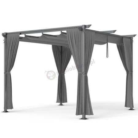 OUTLET - Szara pergola ogrodowa z zasłonami 3x3 Niro - Grey