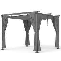 OUTLET - Szara pergola ogrodowa z zasłonami 3x3 Niro - Grey