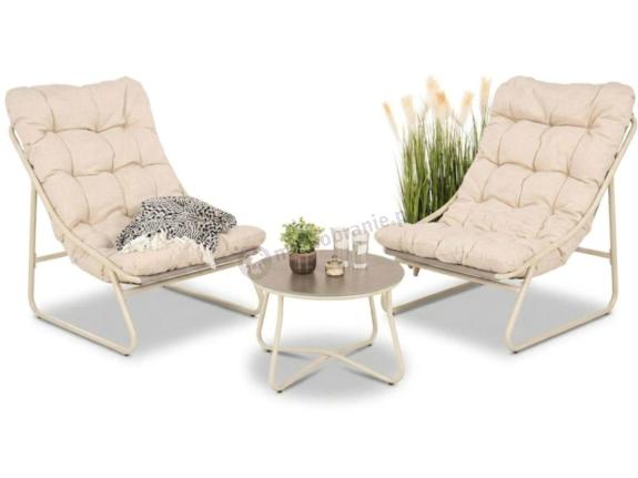 OUTLET - Komplet mebli na balkon dla 2 osób ze stolikiem kawowym Aurea Duo Cream