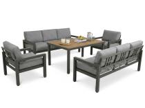 Meble ogrodowe dla 8 osób z wysokim stołem - aluminium- Calamba Grande - Grey