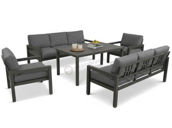OUTLET - Aluminiowy zestaw mebli z wysokim stołem obiadowym Calamba Grande - Antracite