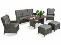 OUTLET - Komplet mebli z technorattanu dla 7 osób ze stołem polywood 145x85 Fiorento - Antracite