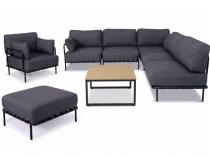Nowoczesne meble tarasowe modułowe premium na 7 osób Salve Slate 5 Comfort + stolik